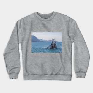 USA. Alaska. Boat Catching Fish. Crewneck Sweatshirt